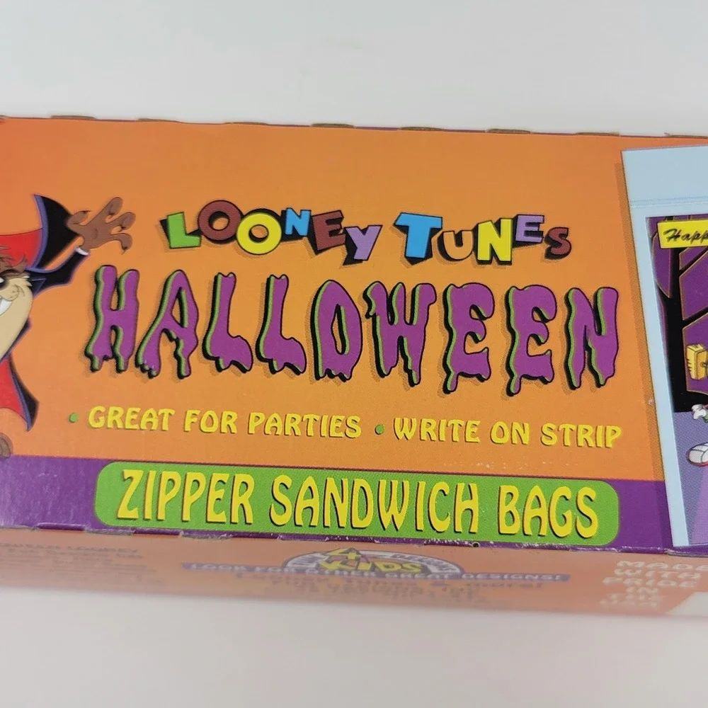 Vintage 1997 Looney Tunes 25 Halloween Zipper Sandwich Storage Bags NOS Sealed
